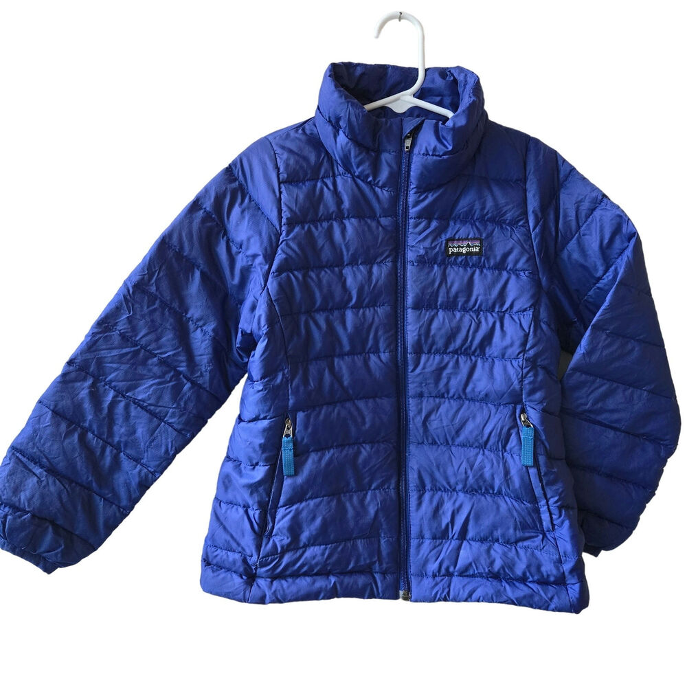 Patagonia Girls Down Puffer Jacket Royal Blue Size XS 5-6 EUC Youth Kids Winter